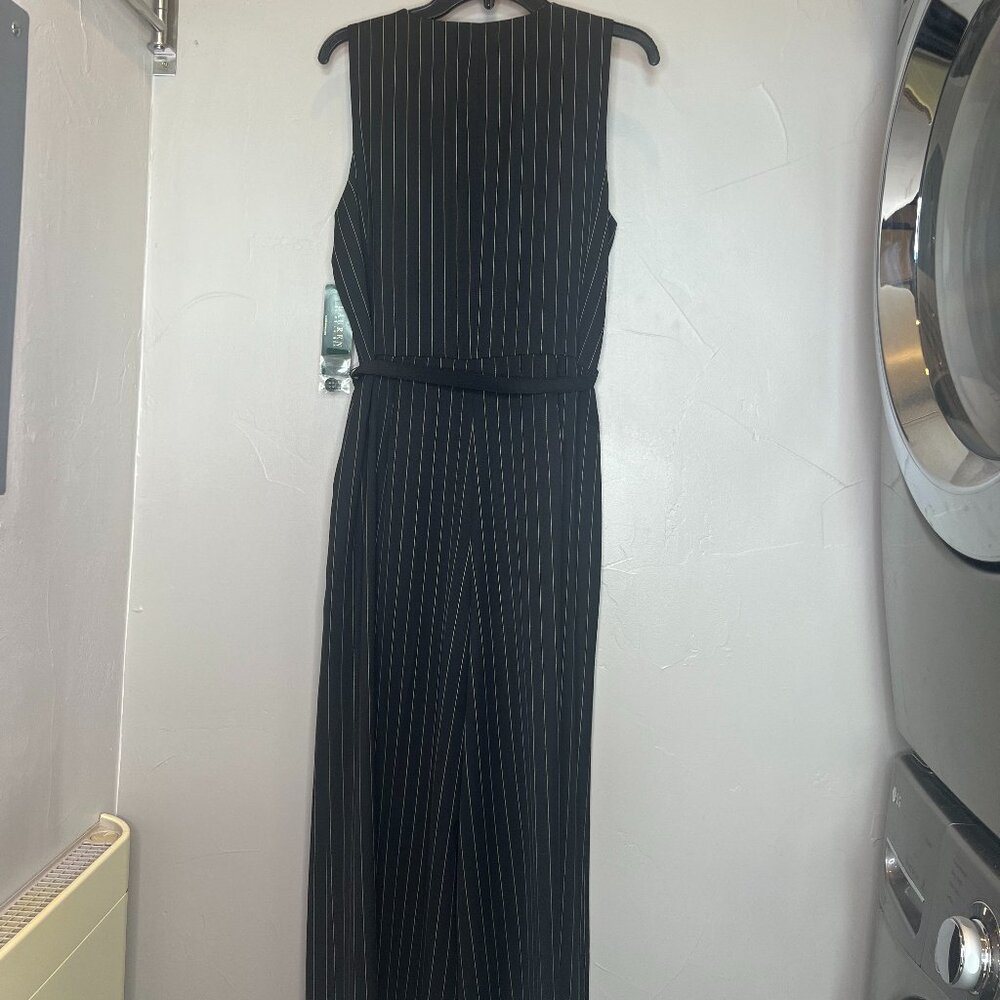 NWT Ralph Lauren Black/Cream Pinstripe Pant Jumpsuit Sz 12-Gorgeous/Classic - Picture 3 of 10